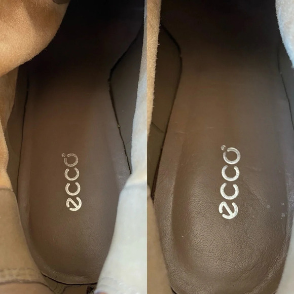 Ecco  Tan Soft Leather Ankle Chunky Heel Boots - Picture 10 of 13
